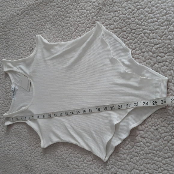 NWT Mangopop Collection Size Medium Beige Ribbed Tank Top Snap Bodysuit - Picture 6 of 14